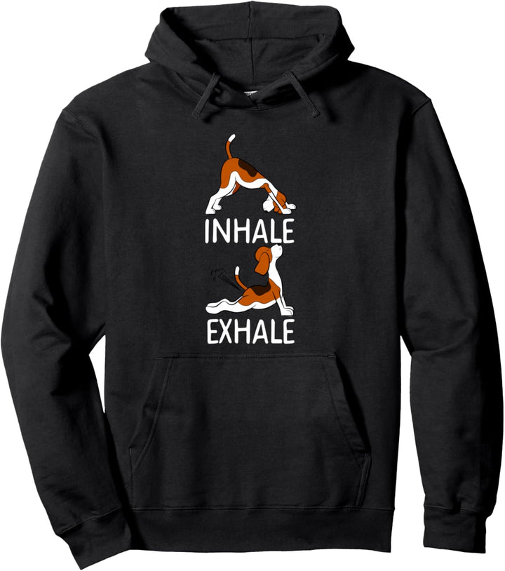Inhale Auspuff Beagle Hund Yoga lustiger Pupz Witz Meme Pullover Hoodie