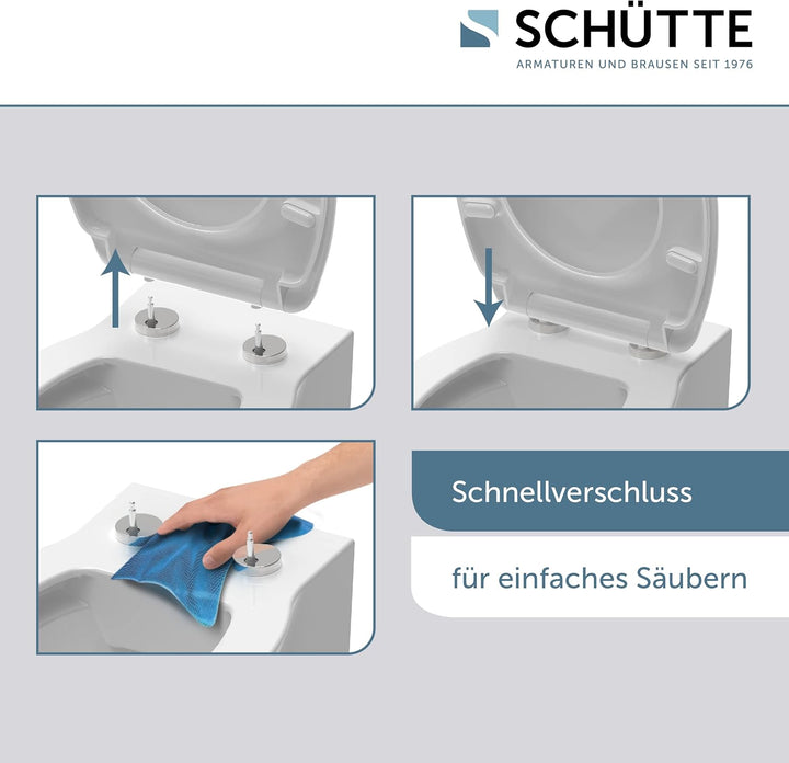 Schütte WC-Sitz HEXAGONS mit Absenkautomatik, Toilettendeckel mit Motiv und Schnellverschluss für di