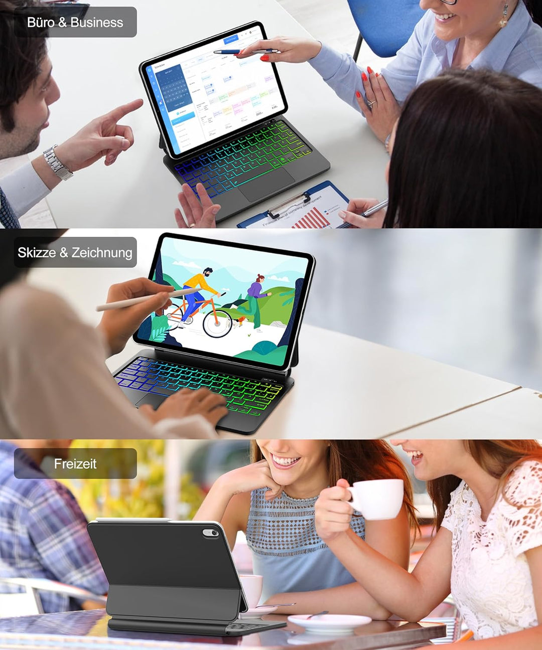 Magic Keyboard für iPad A16 11. Generation &amp; 10. Generation (2025), Schwarz | Magnetische Freischweb