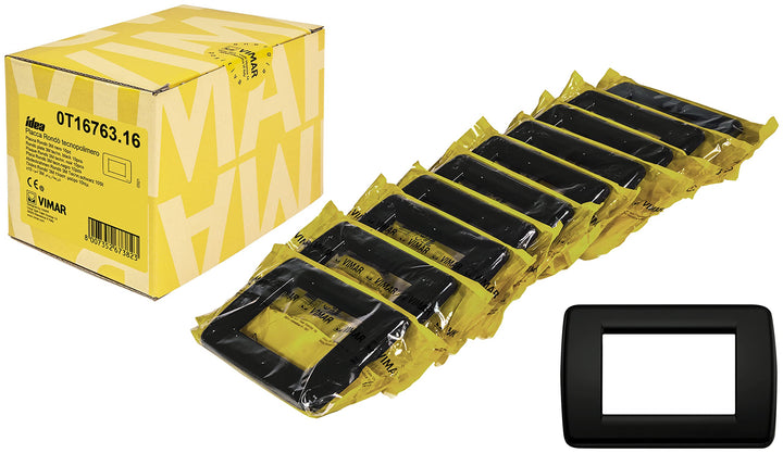 Vimar 0T16763.16 Idea Rondò 3 Module Technopolymer, 10 Stück, schwarz 10 Pezzi, 10 Pezzi