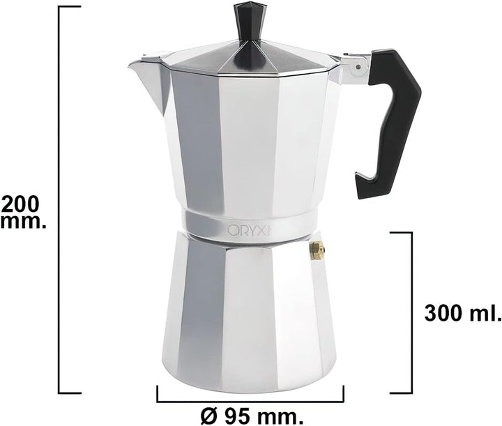 ORYX Espressokocher aus Aluminium 6 Tazas (300ml), 5056012, Silber, 6 Tazas (300ml)