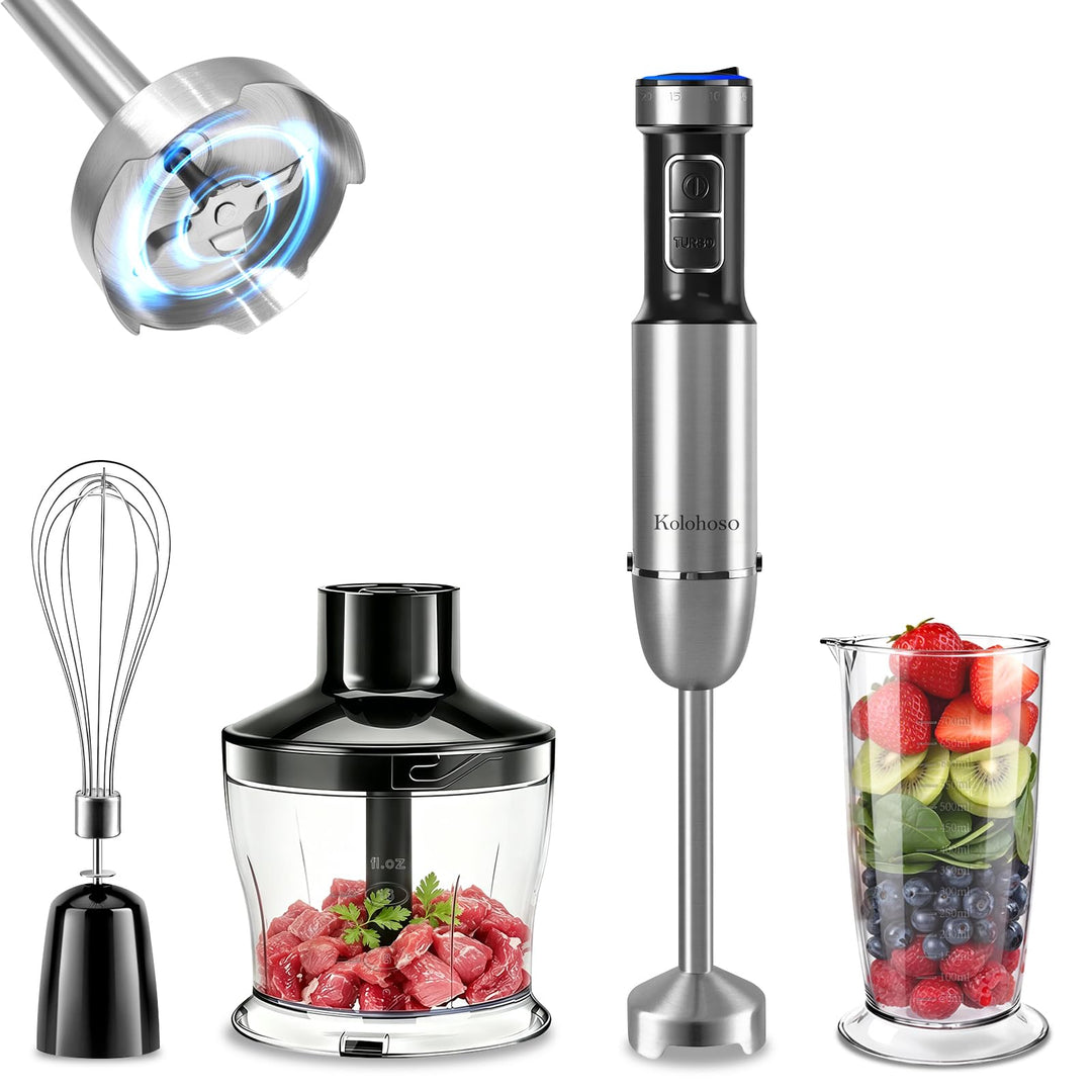 1500W Stabmixer, 4-in-1 Pürierstab, 25 Geschwindigkeitsstufen &amp; Turbo-Stabmixer Set mit Schneebesen,