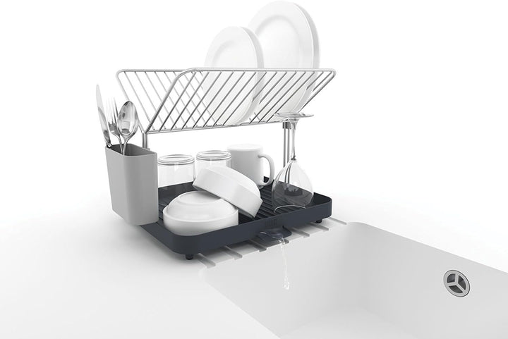 Joseph Joseph Y-Rack - Platzsparendes 2-stufiges Abtropfgestell mit selbstentleerendem Utensilientop