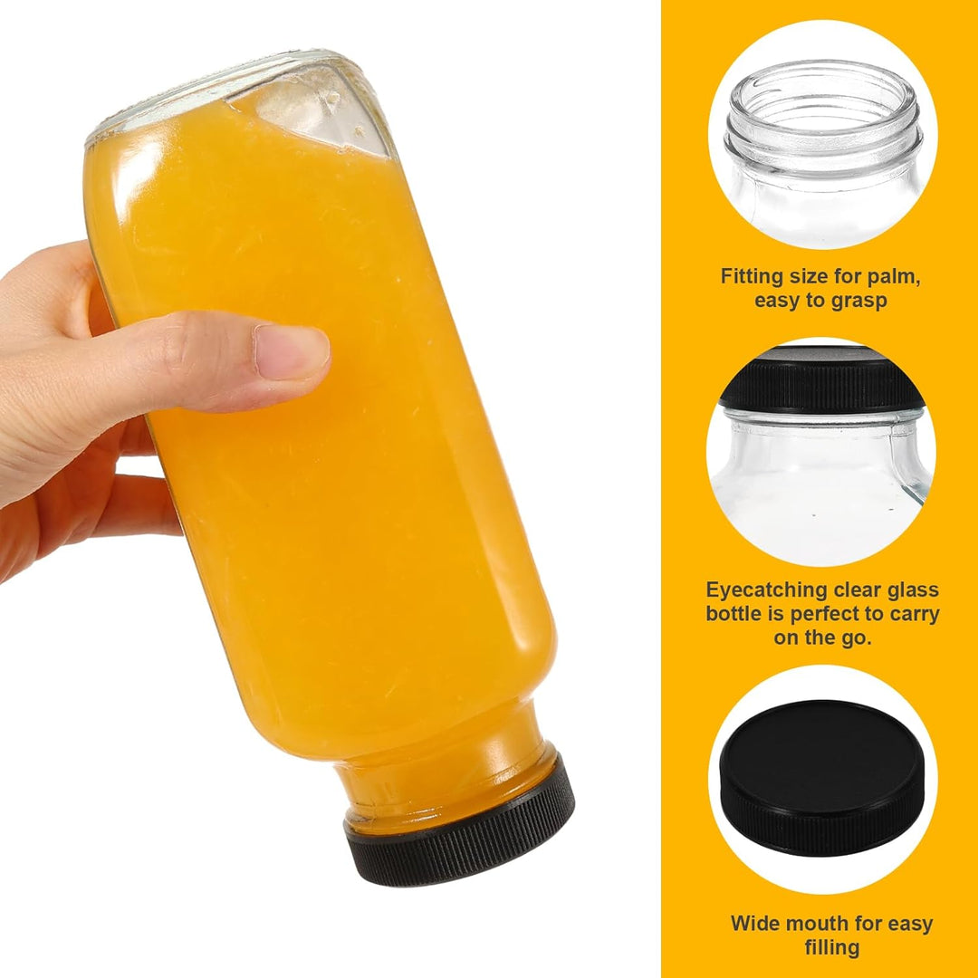 Glasflaschen mit Deckel, wiederverwendbar, breite Öffnung, Saftflaschen, für Milch, heisse und kalte