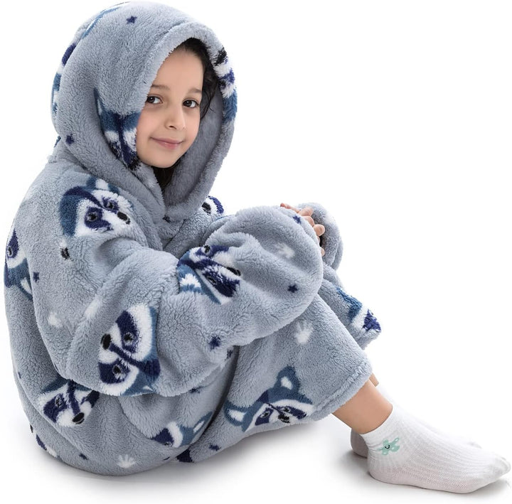Kinder Übergrosse Kapuzenpullover,Super Weich Warmes Bequeme Tragbare Decken Sweatshirt für Mädchen