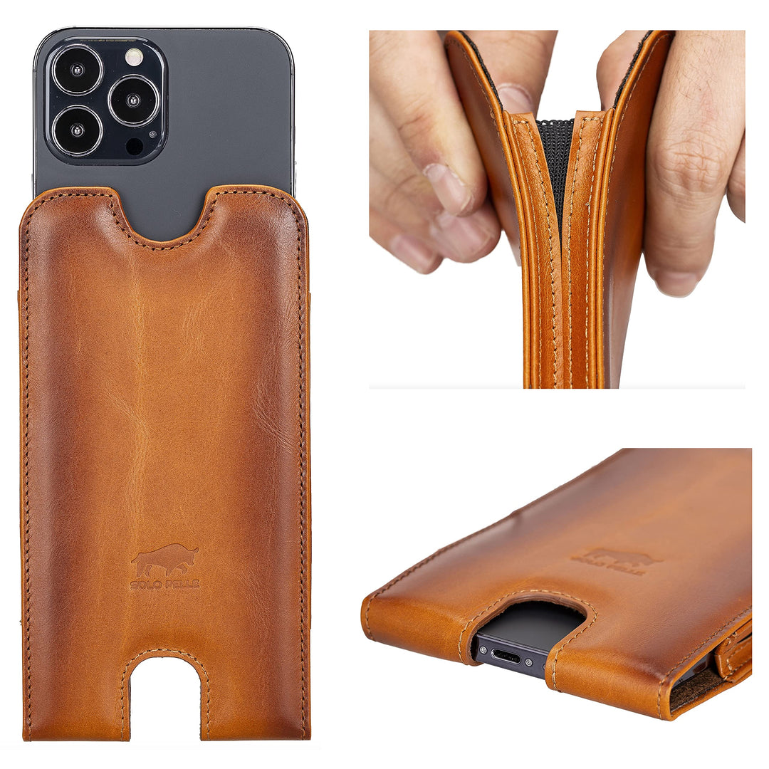 Solo Pelle Lederhülle für das iPhone 14 Plus + 14 Pro Max und alle Geräte bis 6.7 Zoll Case Leder Hü