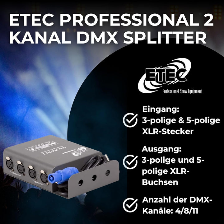 ETEC 2 Kanal DMX Splitter/Booster für Traversenmontage Signalverstärker