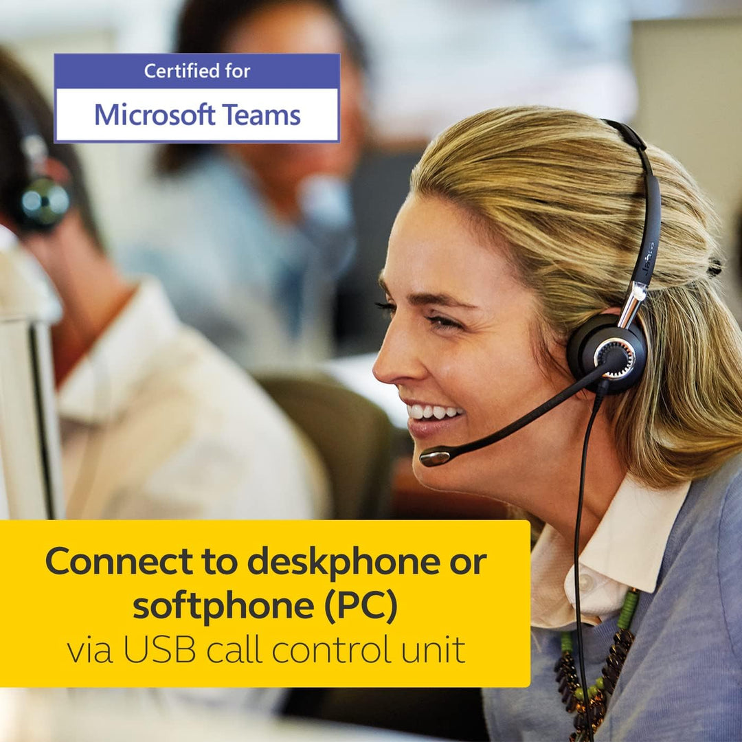 Jabra Q711383 Biz 2400 II Duo USB leistungsfähiges Call-Center-Kabel-Headset für MS Skype for Busine