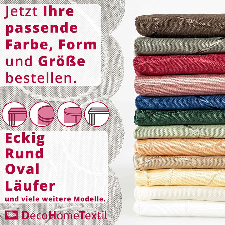 Kringel/Circle Tafeldecke Form, Grösse &amp; Farbe wählbar- Eckig 130 x 340 cm - Hellgrün Damast Tischde