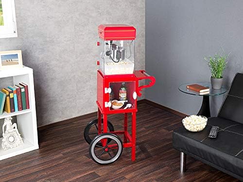 Rosenstein & Söhne Profi Popcornmaschine: Profi-Popcorn-Maschine"Cinema" mit Rollwagen im Retro-Desi