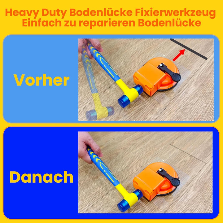 Hochleistungs-Bodenspalt-Fixierwerkzeug + Gummihammer, Laminat/Vinyl Bodenwerkzeug mit 6 Stück Klebe