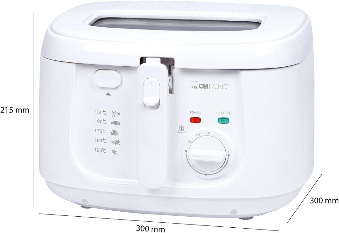 Clatronic® Fritteuse mit 2,5L Kapazität | Friteuse mit Fett | Friteuse Öl mit Geruchs- und Fettdunst