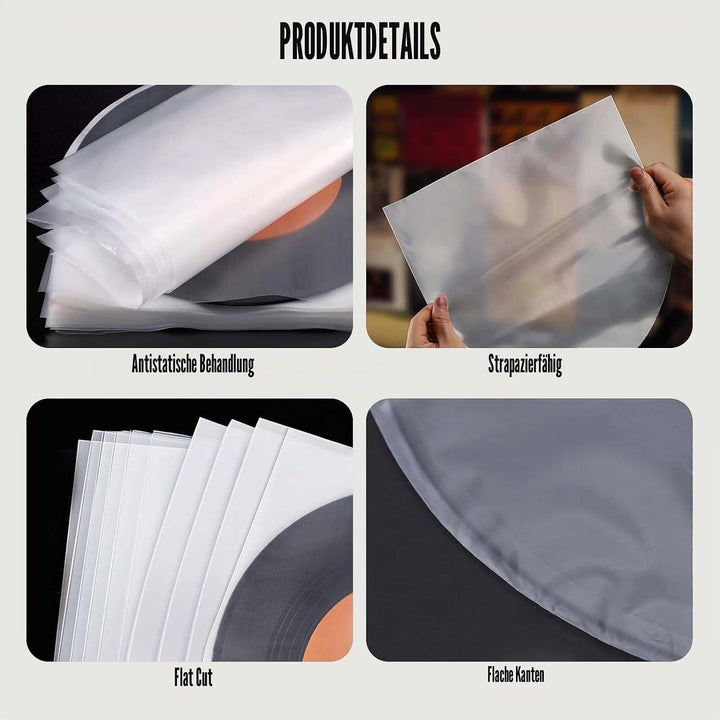 BUOSHUO 50 Stück Schallplatten-Innenhüllen 12 Zoll Antistatisch | Premium HDPE 50 Mikron für Lorde/K