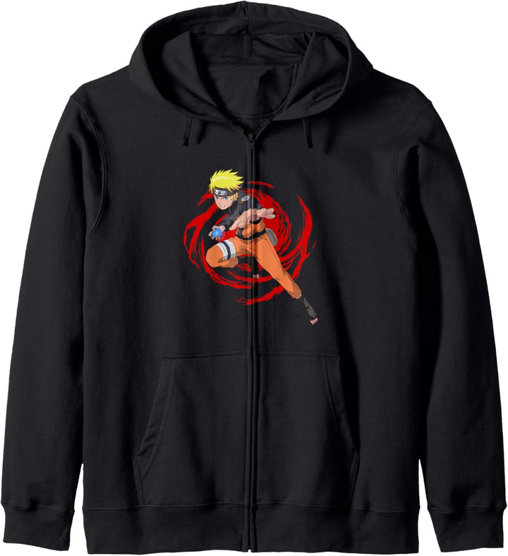 Naruto Shippuden Naruto auf Roter Wirbel Kapuzenjacke
