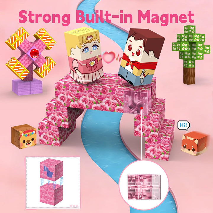 200 Stück Magnetblöcke, magnetische Bausteine, Magnetblöcke für Kinder von 4 bis 8 Jahren, magnetisc