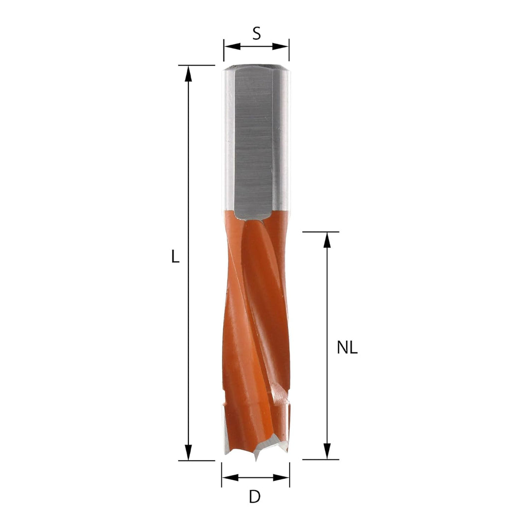 ENT 22082 Dübelbohrer HW, Schaft (S) 10 mm, Durchmesser (D) 6 mm, NL 30 mm, SL 20 mm, L 57,5 mm, Lin