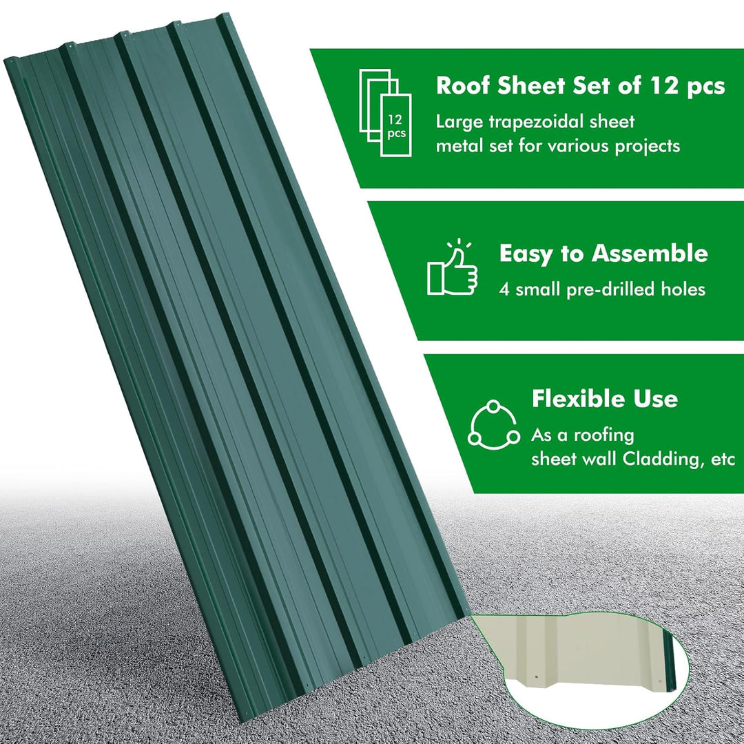12x Trapezblech 7 m², 110 x 45 cm, Metal Verzinkt Rostresistent Wetterfest Profilblech Dachblech Wel