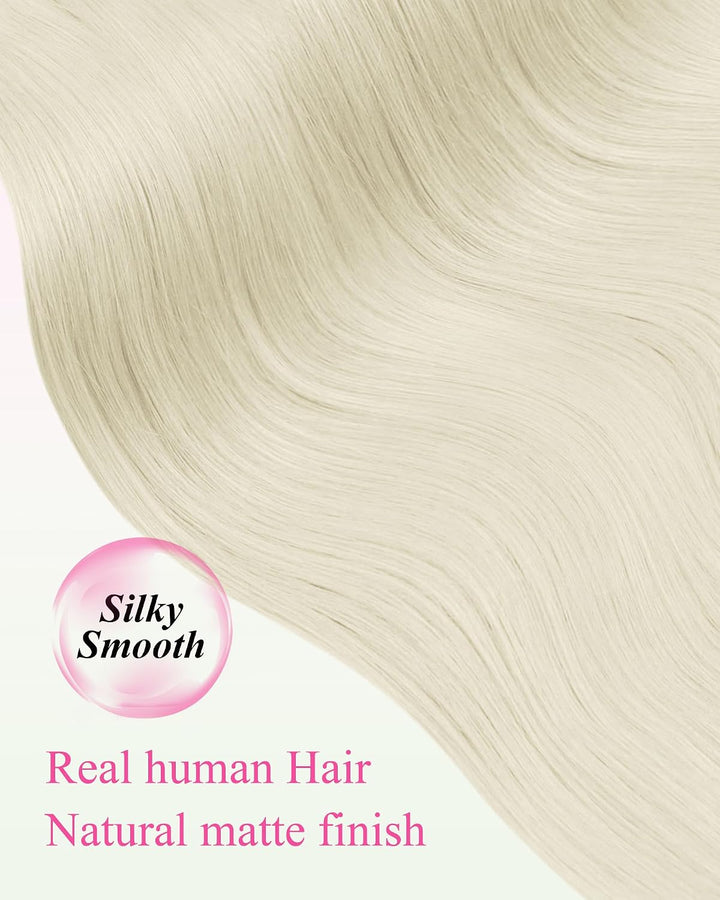YoungSee 50g Echthaar Extensions Tape Platinblond 35cm Tape Extensions Echthaar Blond Invisible Tape