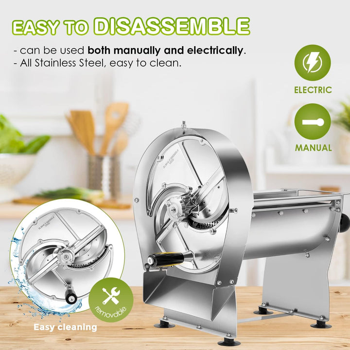 NEWTRY Elektrische Gemüseschneidemaschine, Scheibenförmig, 0-10mm Einstellbar für Obst und Gemüse, K
