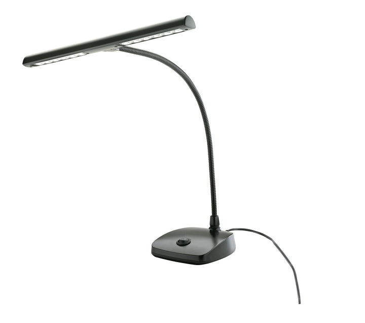 K&amp;M 12297 LED-Pianoleuchte Schwarz - 29,6 cm Lampenschirm mit Schwanenhals, 12 LEDs, 2500 Lux Hellig