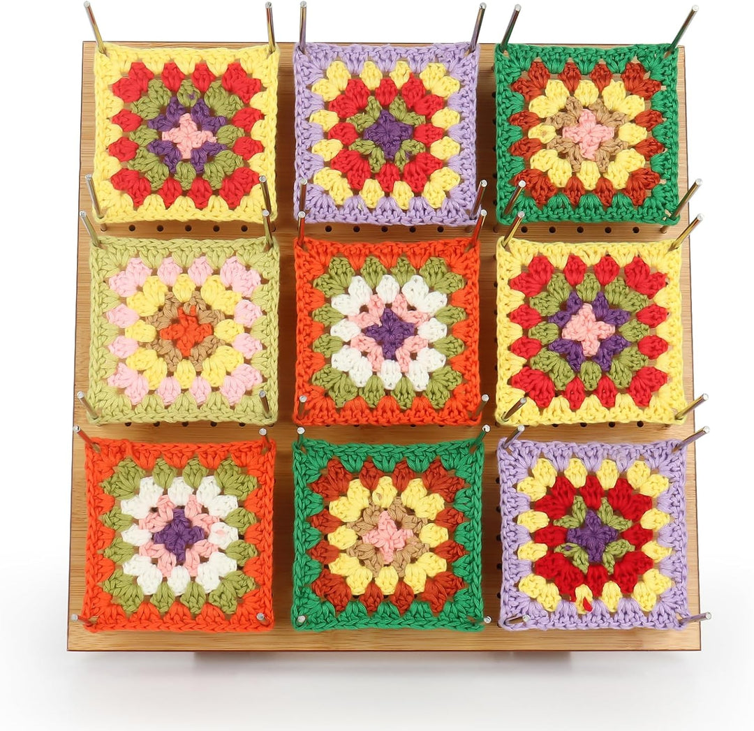 Coopay Granny Square Spanner 29 cm, Sperrbrett für Granny Square Gross, Bambus Blocking Board mit 30
