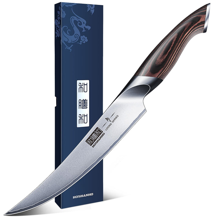 HOSHANHO Ausbeinmesser 15cm, Professionelles Filetiermesser aus Kohlenstoffreichem Edelstahl, Scharf