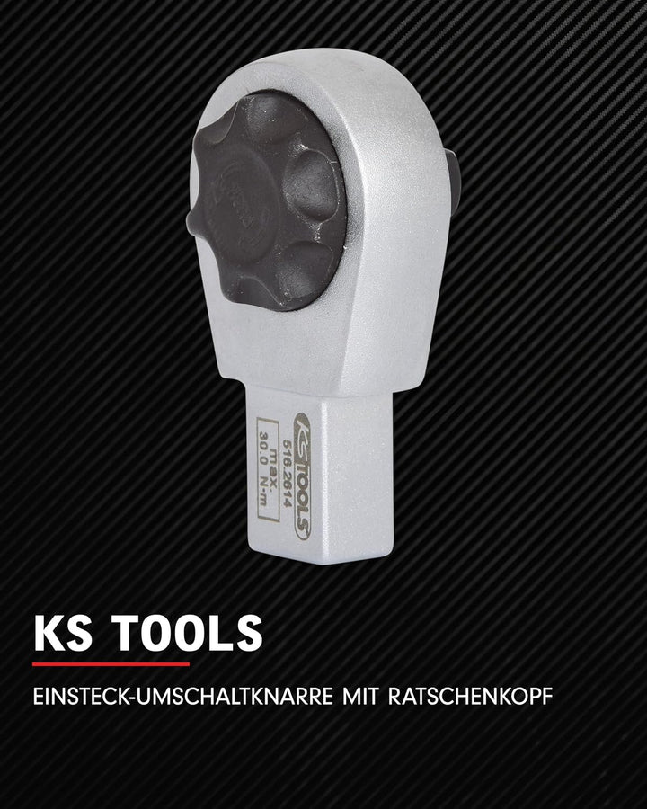 KS Tools Einsteck Umschaltknarre 9 x 12 mm 516.2614 I 1/4 Zoll Ratsche verchromt, feinverzahnt & mit