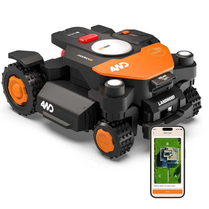 WORX Landroid Vision Cloud WR342E 4WD Mähroboter ohne Begrenzungskabel für 2000 m² (KI-Hinderniserke