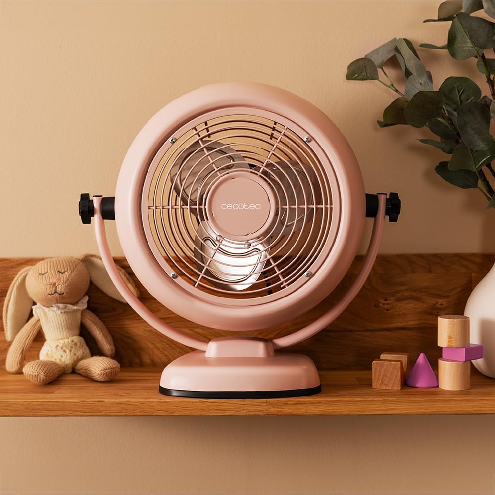 Cecotec - Tischventilatoren EnergySilence 800 RetroDesk Pink, 20 W Leistung, Durchmesser 20 cm, 3 ae