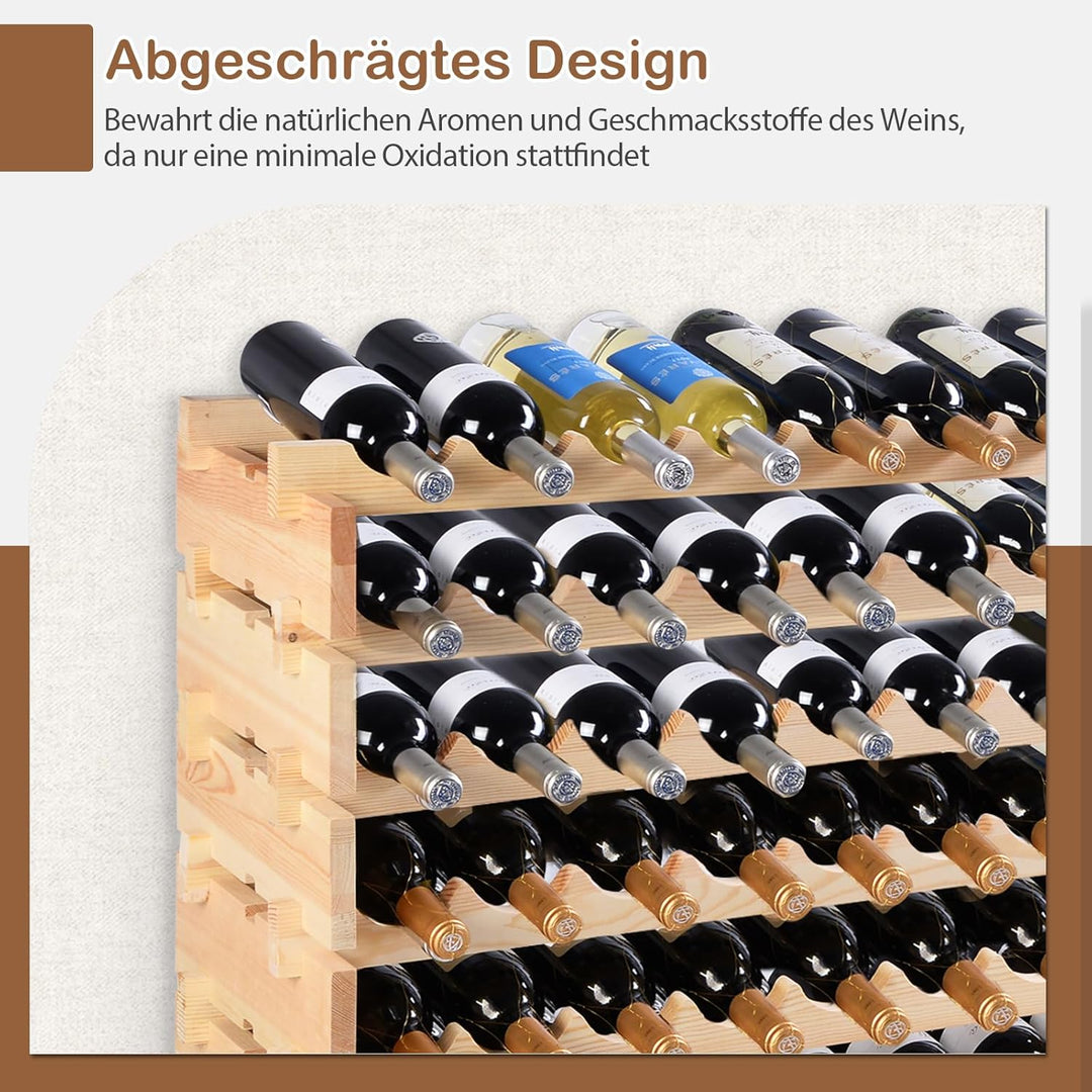 GIANTEX Weinregal Stapelbar Holz, Flaschenregal für 72 Flaschen, Weinschrank Weinständer mit 6 Ebene