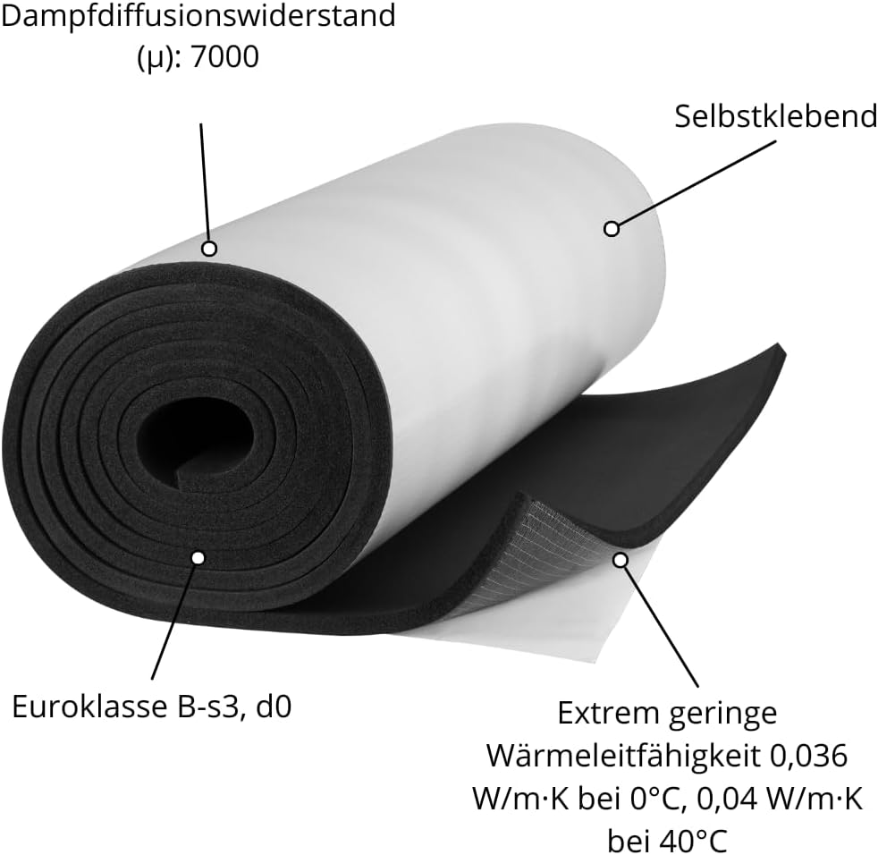 K-Flex ST 6-32mm selbstklebend Kautschuk Matte 25mm - 2m x 1m B-s3, d0 Dämmmatten Dämmung Isolierung