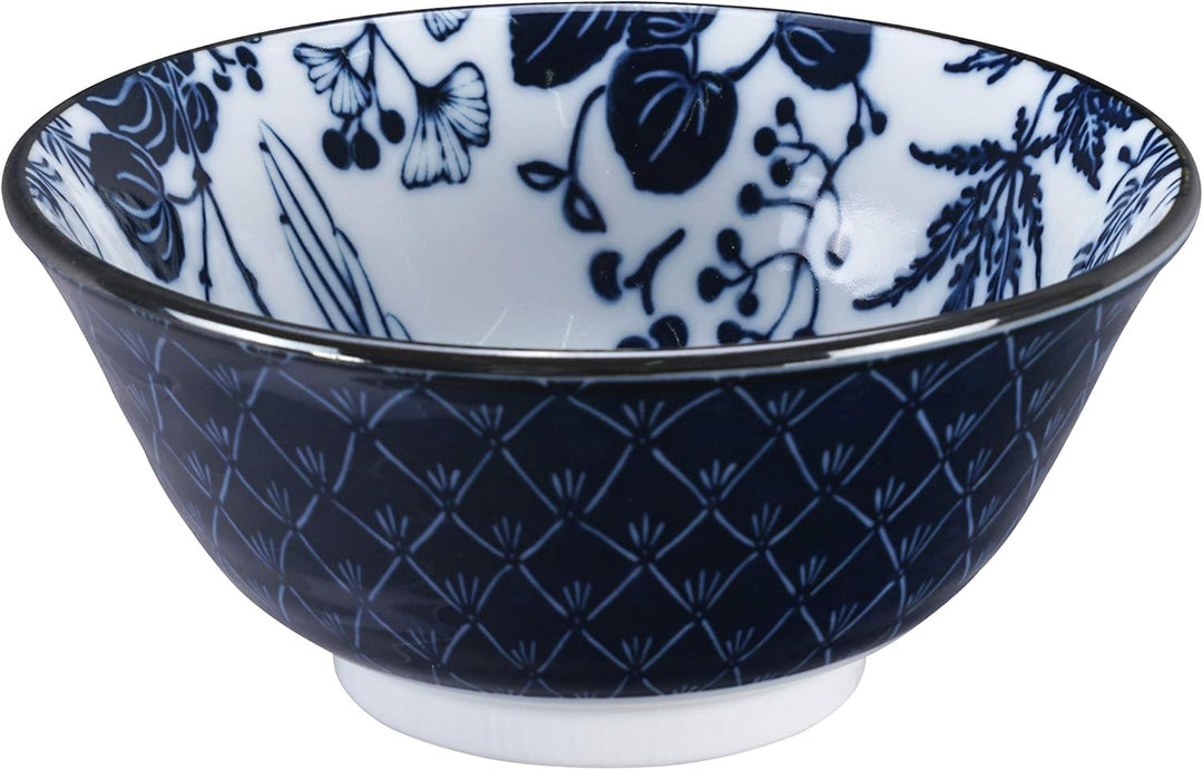 TOKYO design studio Flora Japonica 4-er Schalen-Set blau-weiss, Ø 14,8 cm, 7 cm hoch, ca. 500 ml, as