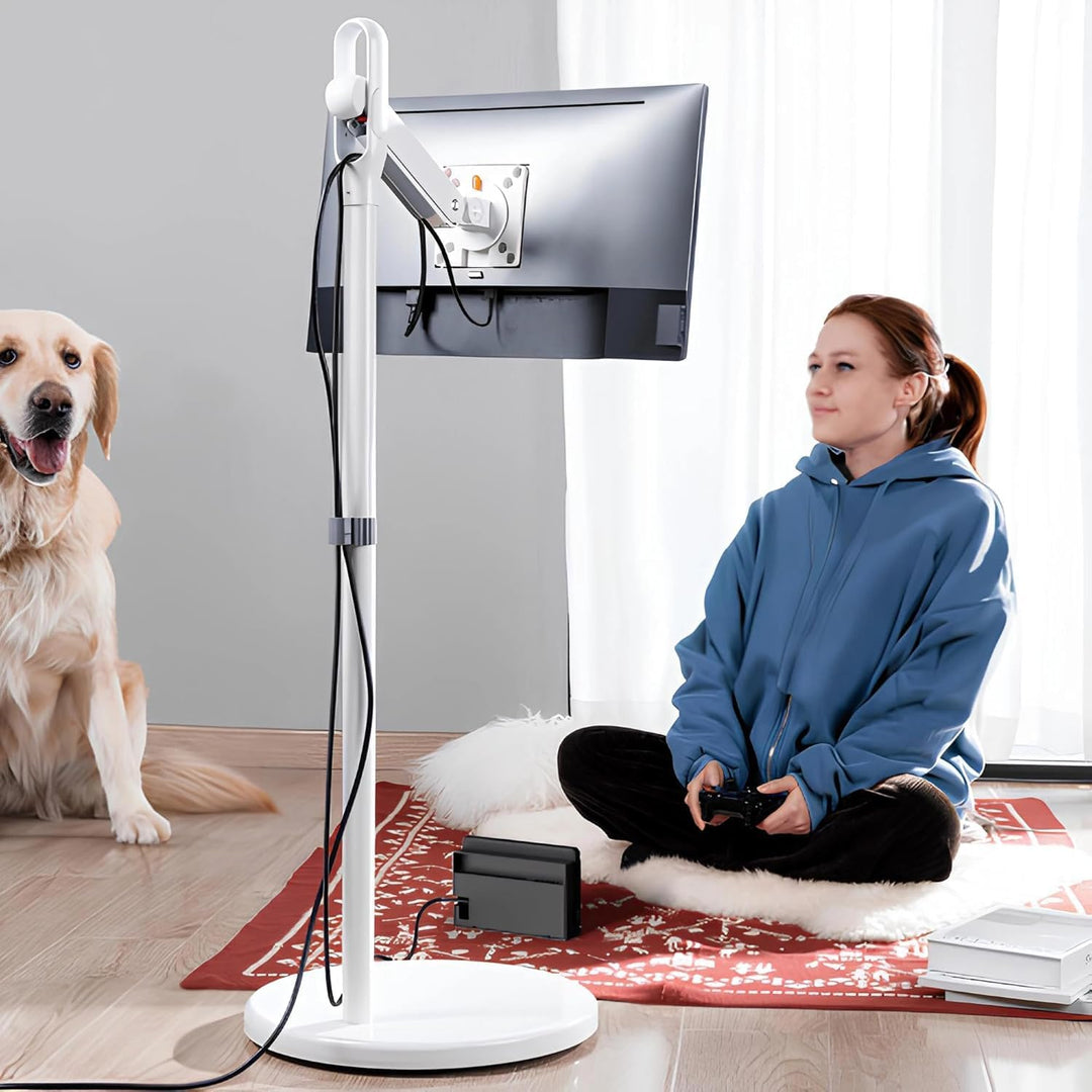 Spacetronik Mobiler TV Ständer Weiss Rollbar für 17–35 Zoll Monitor & Fernseher, Mobiler TV Standfus