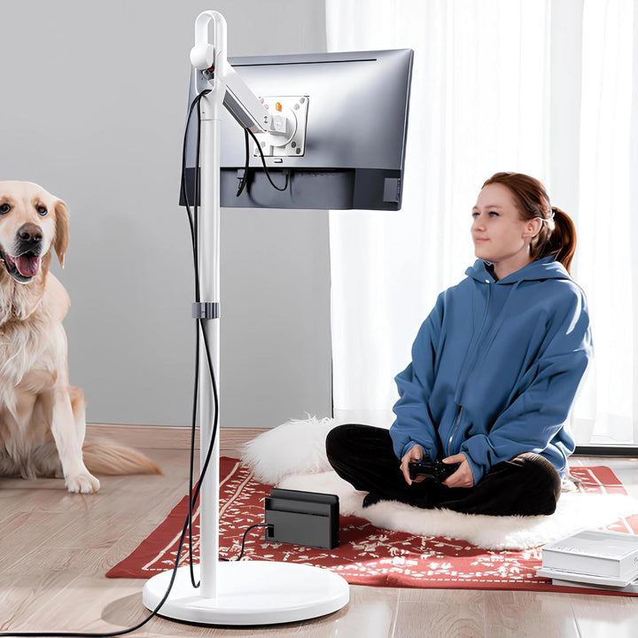 Spacetronik Mobiler TV Ständer Weiss Rollbar für 17–35 Zoll Monitor & Fernseher, Mobiler TV Standfus