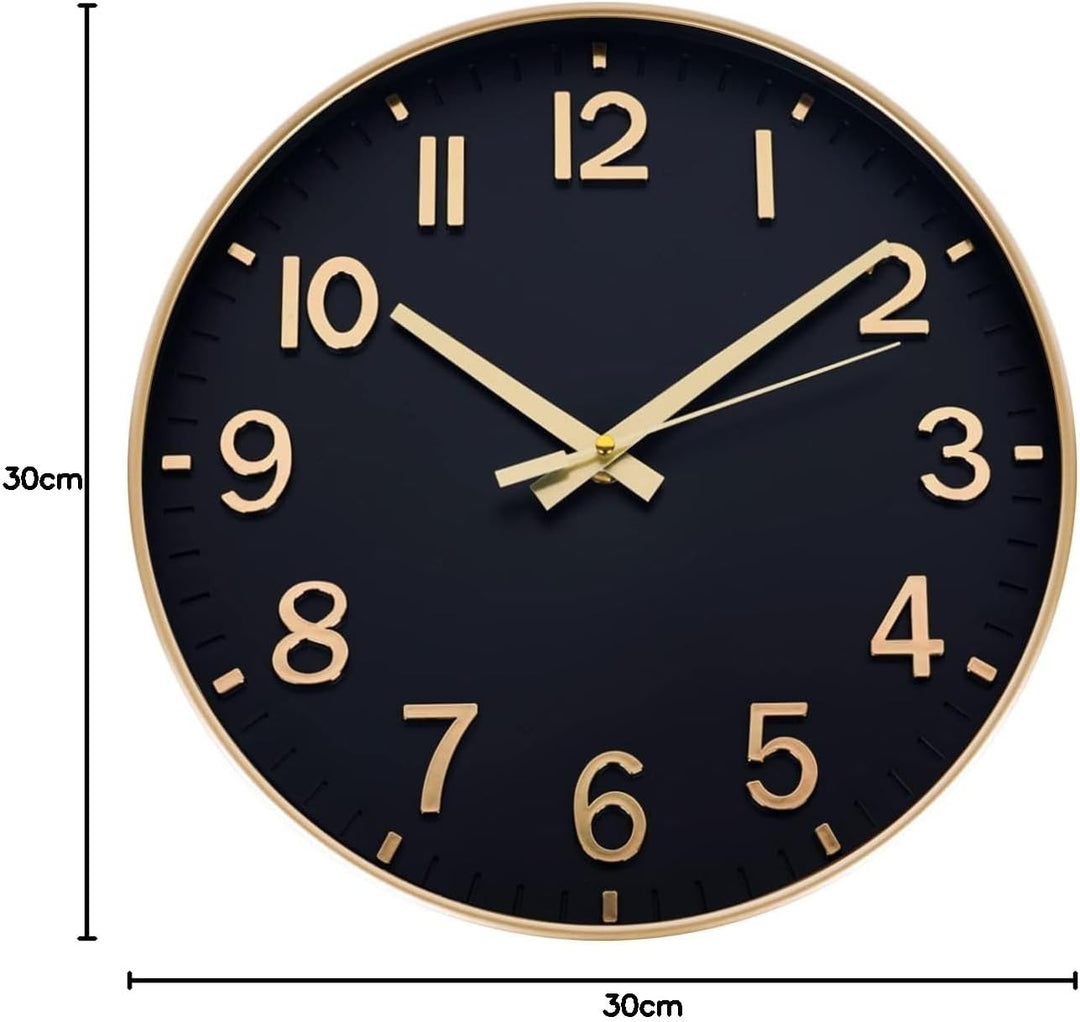 HZDHCLH Funkuhr 30 cm Grosses Ziffernblatt Wanduhr Geräuschlos,Geeignet für Schule, Zuhause, Wanddek