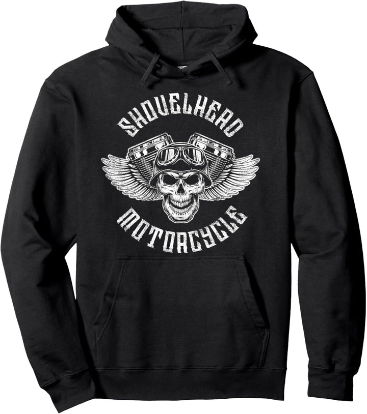 Shovelhead Motorcycle Totenkopf Design Pullover Hoodie