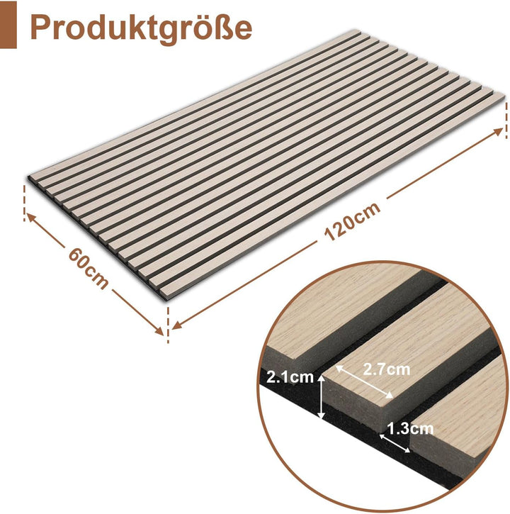 Akustikpaneele Holz 1,44㎡ - 2er Set 120x60cm Wandverkleidung Wandpaneele 3D Wall Panel Wandpaneele a