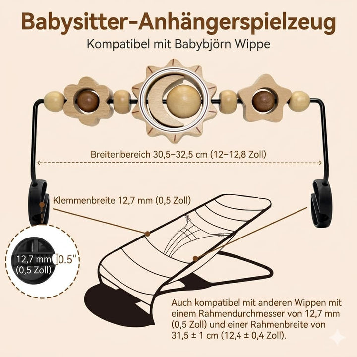 Spielzeug für Babywippe, kompatibel mit Baby Björn Bouncer Balance Soft & Bliss, drehbare Holzspielz