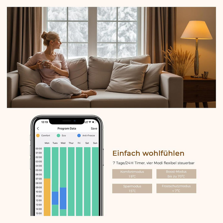 S'AFIELINA Badheizkörper Elektrisch 1599×500mm Anthrazit, 1000W Handtuchheizkörper Elektrisch mit Th