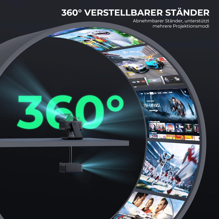 Beamer Kompatibel mit Netflix 28000 Lumen, Smart Beamer 4K unterstützt Native 1080P, WLAN 6 und Blue
