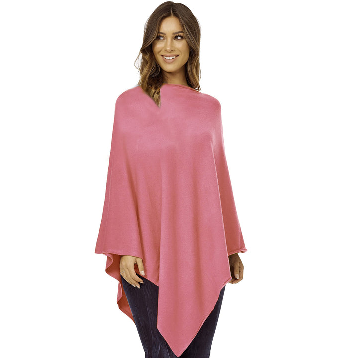 Damen Elegante Poncho Strick Pullover Strick Jacke, Altrosa
