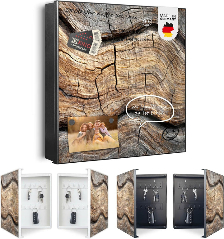 banjado Grosser Schlüsselkasten Glas - Schlüsselbox 30x30cm mit 50 Haken - Schlüsselkasten modern fü