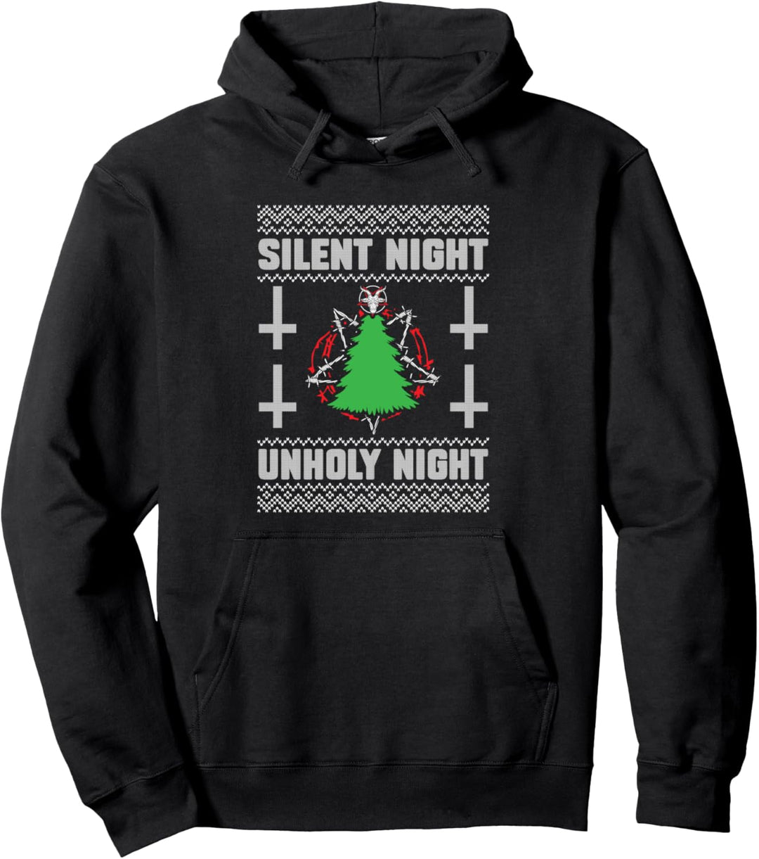 Stille Nacht Unholy Night Satan Anbetung Symbole Xmas Time Pullover Hoodie