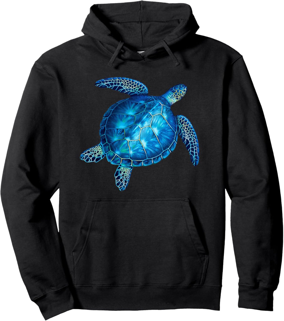 Blue Sea Turtle - Aquarell Blaue Meeresschildkröte Hawaiian Pullover Hoodie