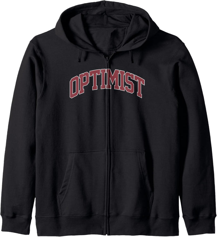 Optimist, Bold Red Collegiate Text Kapuzenjacke