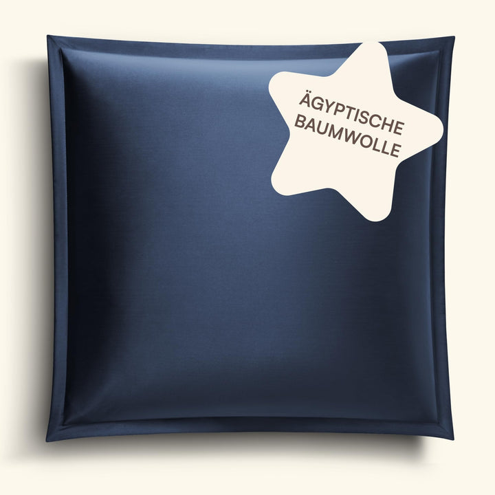 Amqua Mako Satin Kissenbezug (1x) aus ägyptischer Baumwolle 40x40 cm, dunkelblau/Navy (1x) 40x40cm D
