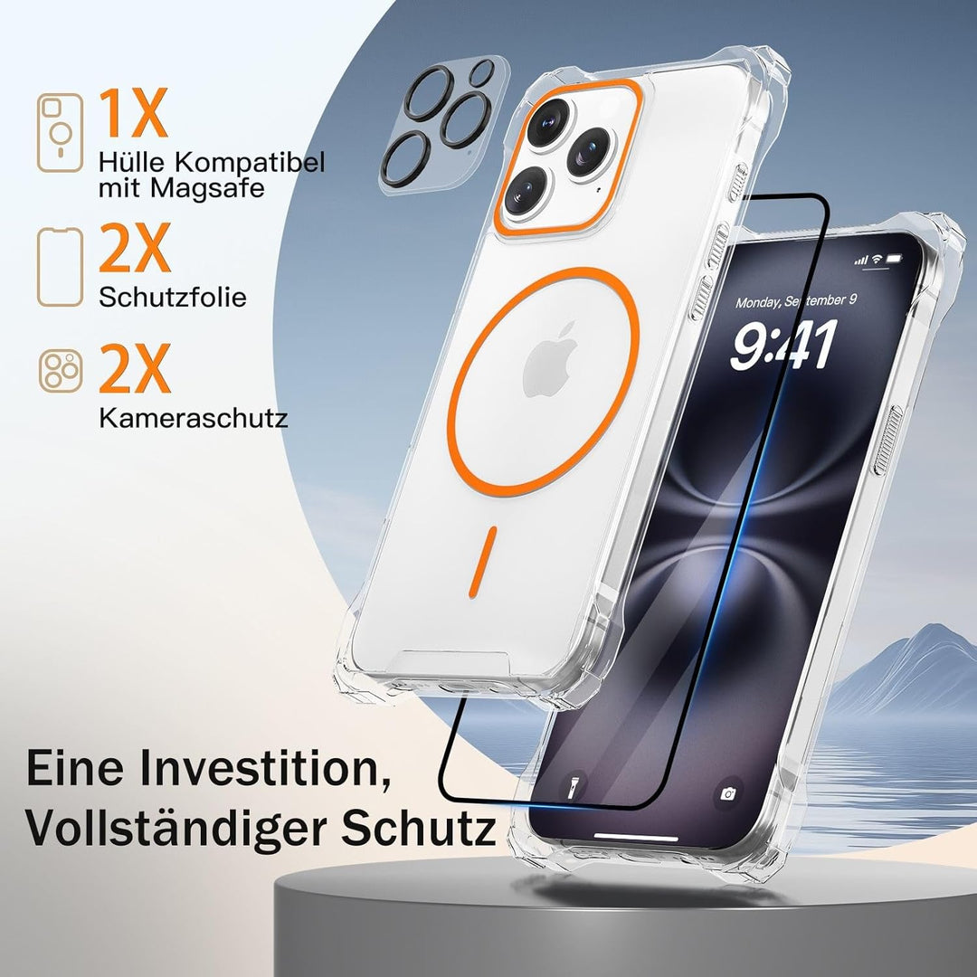 Handyband Abnehmbar für iPhone 13 Pro Max Hülle mit Band, Orange Langes Band zum Umhängen &amp; Kurzkord