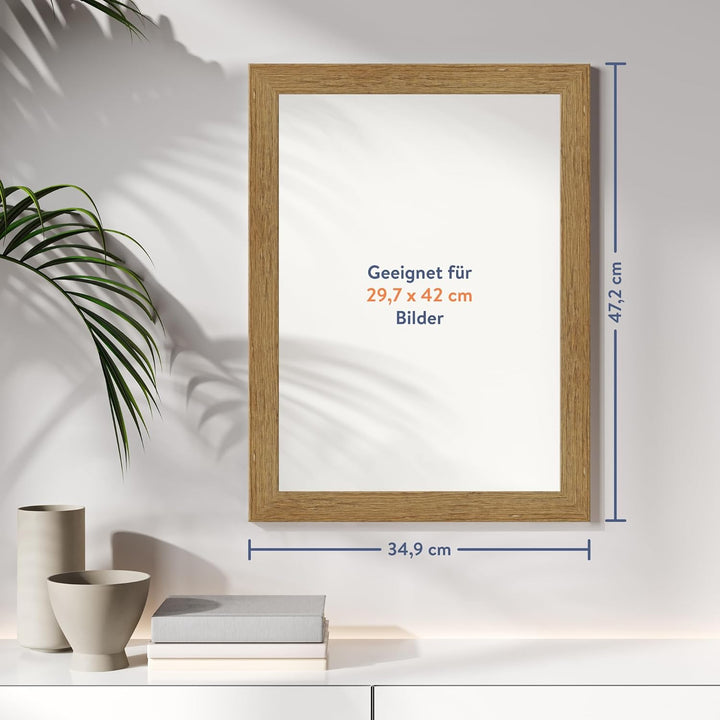 WANDStyle Bilderrahmen Strandhaus Stil 30x42cm DIN A3 I Farbe: Eiche-Optik I Fotorahmen I rustikaler