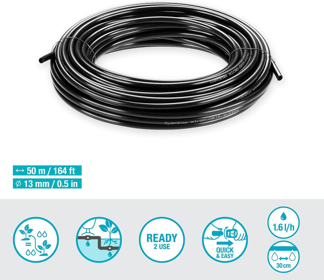 Gardena Micro-Drip-System Tropfrohr über &amp; unter der Erde 50 m, Schwarz