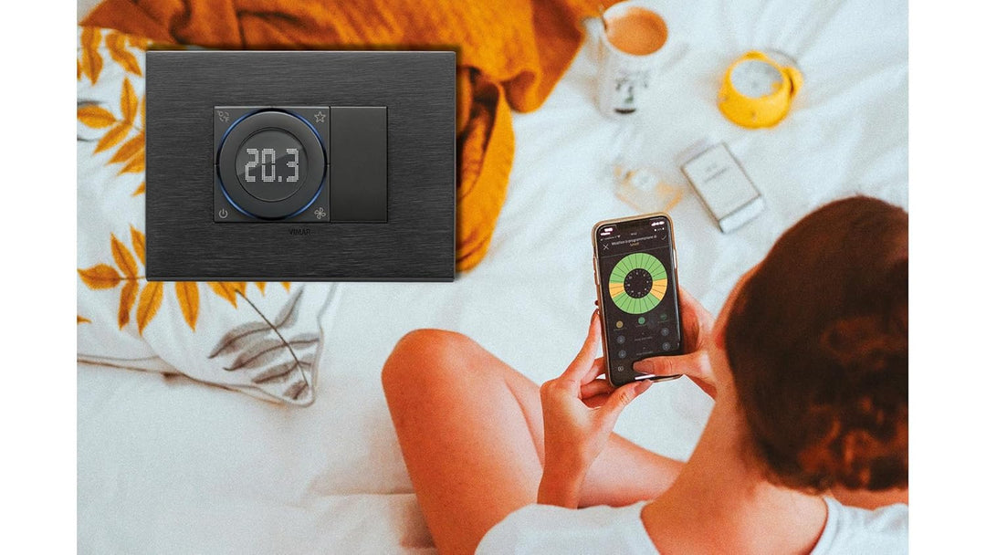 Vimar 02974.B IoT Thermostat mit Rollen, kompatibel mit Alexa, Google Home und IFTTT, einstellbare H